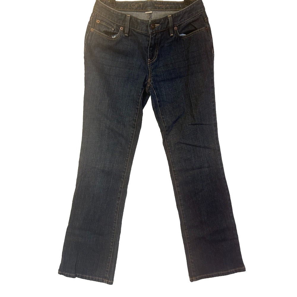 Ann Taylor Loft Curvy Boot Mid Rise Denim Blue Jeans Womens Pants Size 4